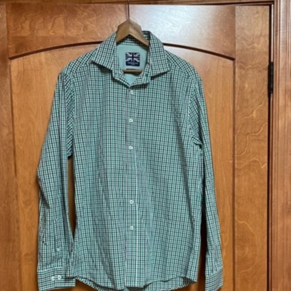 Nick Dunn Green & Navy Gingham Button Down Shirt – M